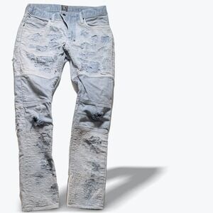 PRPS Demon Jeans Men 32x32 Grey Patchwork Japanese Boro Distressed Slim Fit
